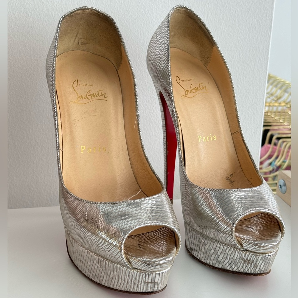 Christian Louboutin Silver Python Heels